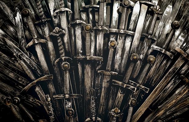 close-up, back of sword throne from Game of Thrones